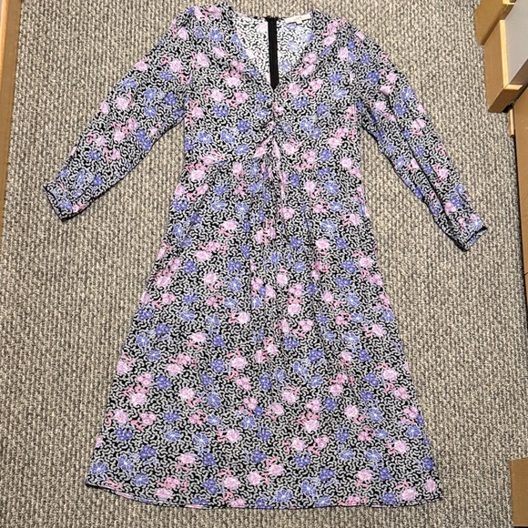 Loft Floral Ruchid Midi Dress Long Sleeve - Picture 4 of 11